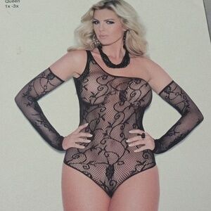 Elegant moments floral fishnet teddy